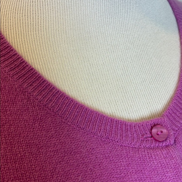 Alex Marie 100% Cashmere Cardigan Sweater Pink L Office Layering Closet Staple - Picture 10 of 16